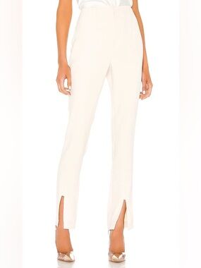 🍨NWT L'Academie Soft Cream High waist trousers XS Bottom slit detail